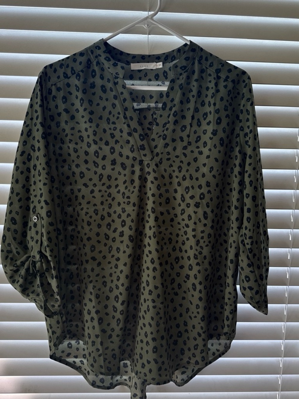 Lush Olive Green Leopard Print V-Neck Tunic